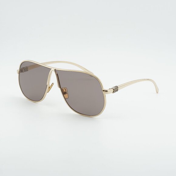 MIU MIU MU 56ZS 5AK20I Gold Light Purple Brown Lens Women  Miu Miu MUA56S 5AK20I Sunglasses Gold Geometric Frame, Purple Brown Lenses